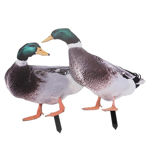 FONDOTIN 2pièces Ornements Décoratifs De Jardin Statue De Canard Double Face pour Fête Sculpture Extérieur Joyeuse Et Pratique
