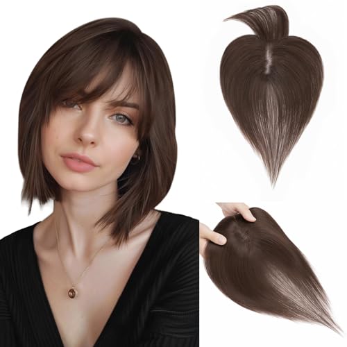 Hairro 100% Human Hair Toppers with Bangs, 360° Cover 3D