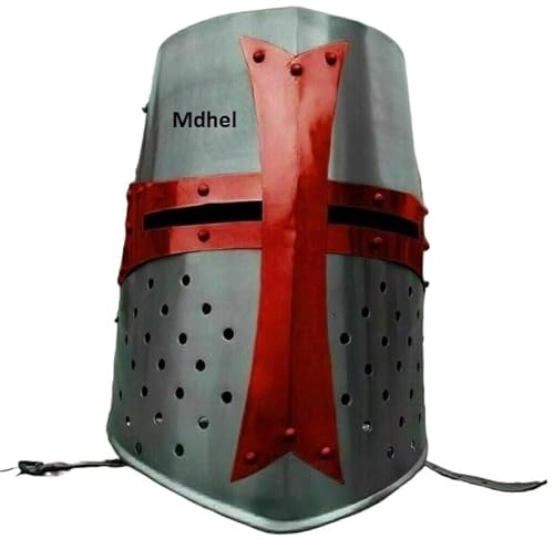 41mOnBmGfwL. SL500 crusader helmet knight helmet medieval helmet great helm full face helmet large crusader helmet large knight helmet crusader helmet cross reproduction (TEMPLAR CROSS)
