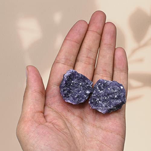 Image of Amazing Gemstone Lepidolite Raw Crystals and Healing Stones, Natural Rocks for Tumbling and DIY Raw Stones and Crystals (5 Pieces)