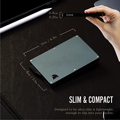 POWR Card Holder Wallet, Mens Minimalist Slim Metal RFID Blocking Contactless Card Protector