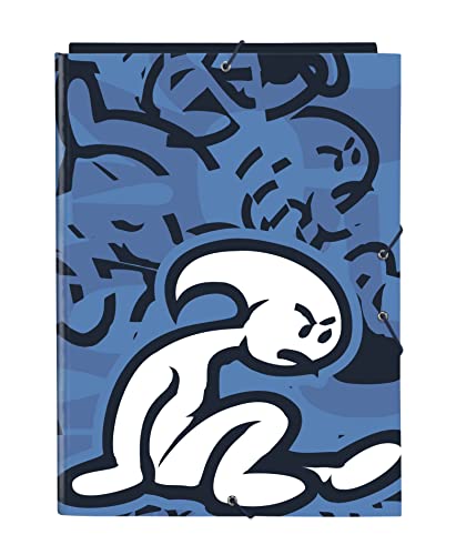 El Kinder Bahia - Ordner mit 3 Klappen, ideal für Kinder und Jugendliche verschiedener Altersgruppen, bequem und vielseitig, Qualität und Widerstandsfähigkeit, 26 x 36,5 cm, Blau