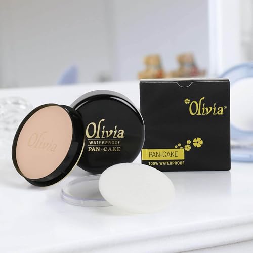 Image of Olivia Pan Cake 100% Waterproof 25g | Full Coverage Makeup Base | Smudge-Proof & Sweat-Resistant | Long-Lasting Velvety Finish | Hides Blemishes | For All Skin Types | Dark Beige - 28