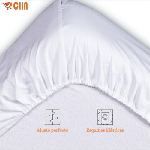 Miniatura 5 de Sábanas Bajeras Ajustables Algodón 100 Ecológico Antipilling Transpirable Y Suave Certificado Oeko-Tex Lavable A Máquina, Blanco, Cama 150x190 200 Cm 1, Cama 150 X 190 200 Cm