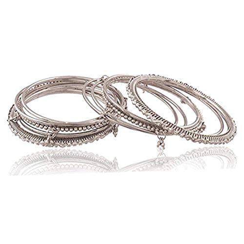 Aheli Oxidized Indian Ethnic Bangle Set Wedding Party Wear Fashion Jewelry Gift for Women Size 2.4"4