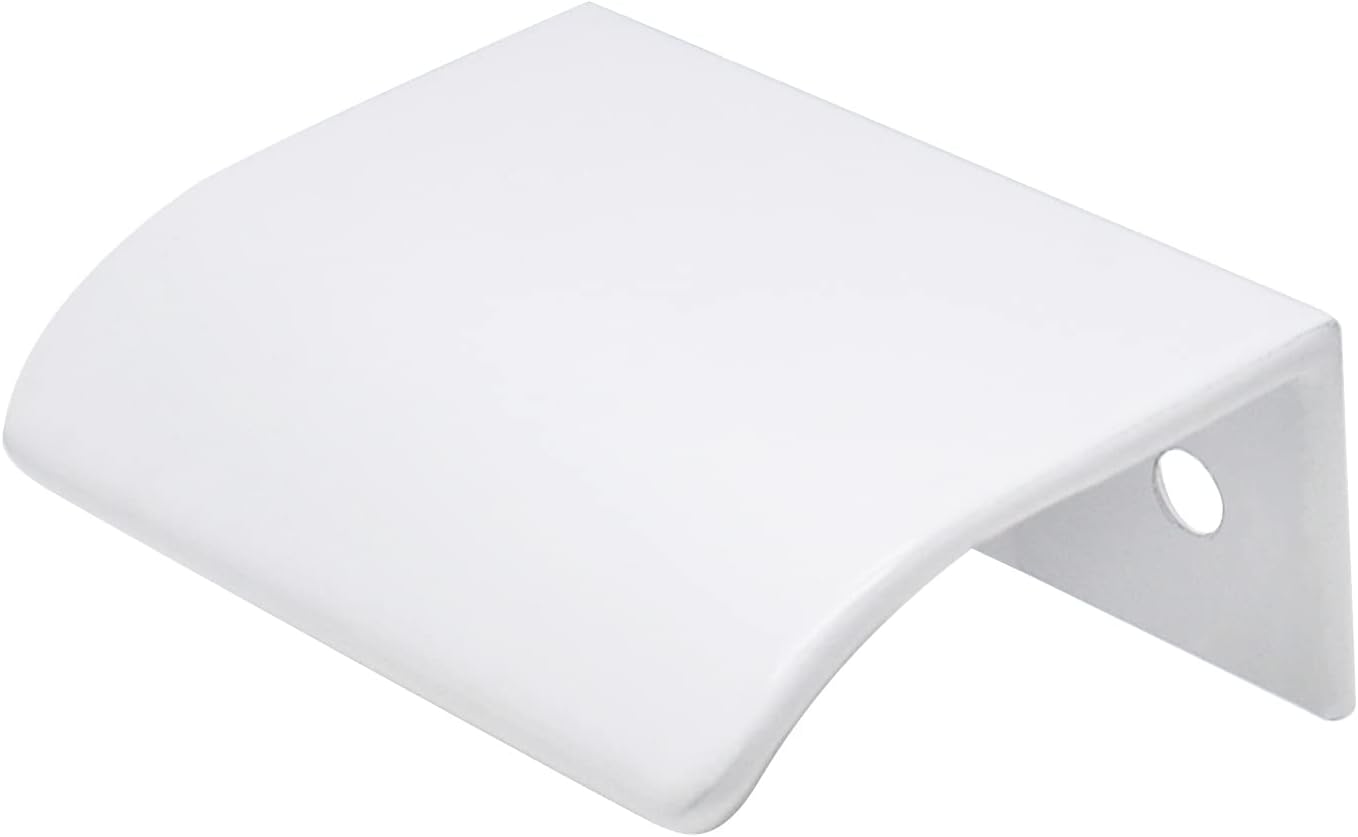 LC LICTOP 1.97 Inch White Cuved Edge Finger Pulls for Cabinet 4Pcs, 1.26 Inch Hole Spacing, Aluminum Alloy Funiture Pull, Back Mount Concealed Handles for Cupboard, Drawer, Dresser, Wardrobe - Image 3