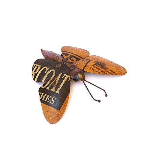 Statue papillon murale fer recyclé objet déco maison et bureau 25cm - 2