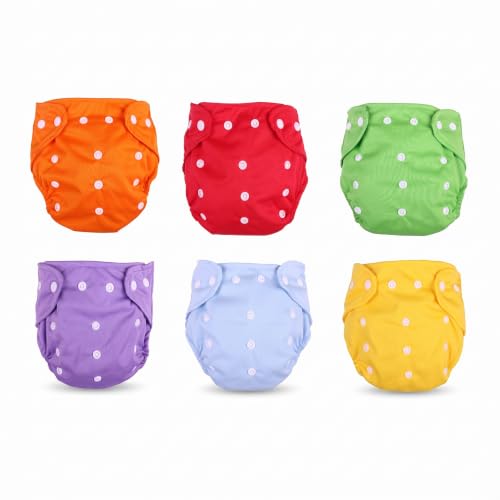 Senecesli Pañales De Tela Para Bebé, Suaves, Ajustables, Lavables, Transpirables, Reutilizables Para Bebés, Juego De 6