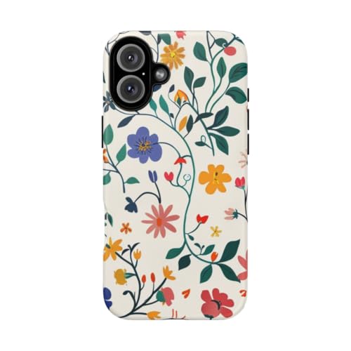Coque rigide mate antichoc pour iPhone 16 Plus motif floral