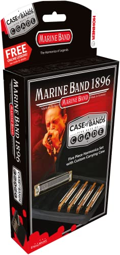 HOHNER Harmonica Marine Band – Classic, C/D/E/G/A Lot de 5 - Les Beatles, Paul McCartney, John Lennon, RIngo Starr, George Harrison HOHNER Harmonica Marine Band - Classic, C/D/E/G/A Lot de 5