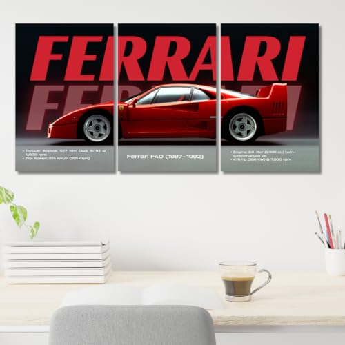 Image of Good Hope Ferrari Car Poster Split Posters Set of 3 Wall Art for Home Office wall decoration home bedroom living room hall Gift for Boys Wall Decror Sticker wallpaper Hostel Car Posters for Room