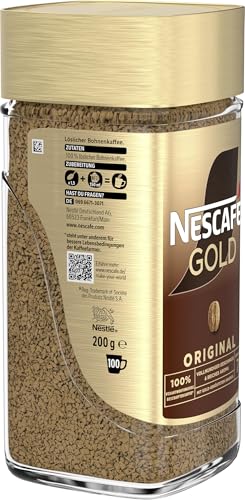 NESCAFÉ GOLD Original, löslicher Bohnenkaffee, Instant-Kaffee aus erlesenen Kaffeebohnen, koffeinhaltig, 1er Pack (1 x 200g)