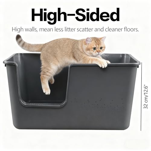 Caja de arena grande con lados altos para gatos x4 miniatura 4