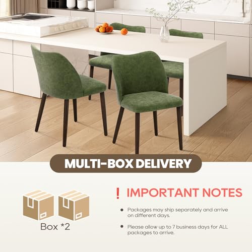 Image of Wooden Dining Chairs Set of 4, Upholstered Kitchen Dining Room Chair, Modern Farmhouse Dinner Chair for Restaurant & Cafe, Green