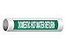 ComplianceSigns.com Domestic Hot Water Return (White Legend On Green Background) Pipe Label Decal, 8x2 in. 5-Pack Vinyl for Pipe Markers
