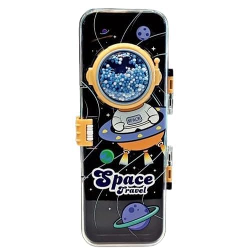 VISIONARY Cute School Pencil Box for Girls, Space Theme 2 Layer Compass Case with Thermo Balls for Boys, Aesthetic Stationary Items for Kids, Transperant Pencil Box, Best Gifts (Black) (B0D571838H) Amazon Price History, Amazon Price Tracker