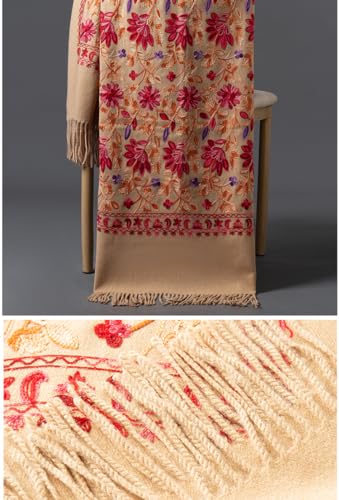 200cm*70cm Handmade Embroidered Cashmere Scarf Tassel Cashmere Floral Shawl4