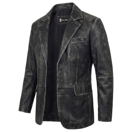 Image of Isaac & David Chicago Lambskin Genuine Casual Wear Leather Blazer Sport Coat Classic Button Closure for Men 2 Button Coat