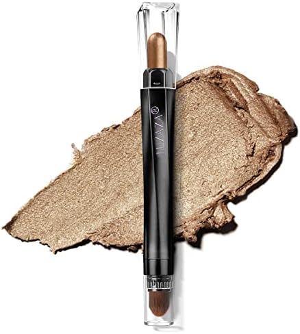 LUXAZA Cream Single Eyeshadow Stick with Blending Brush, Hypoallergenic Eye Shadow Stick Makeup, Pro Waterproof & Long Lasting Eye Brightener Stick, Eyeshadow Pencil Crayon Shimmer #05