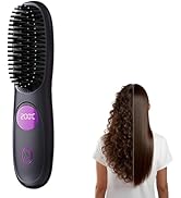 Go Brush Pro, Cordless Portable Straightener Brush for Travel, USB Rechargeable Hair Straightener...