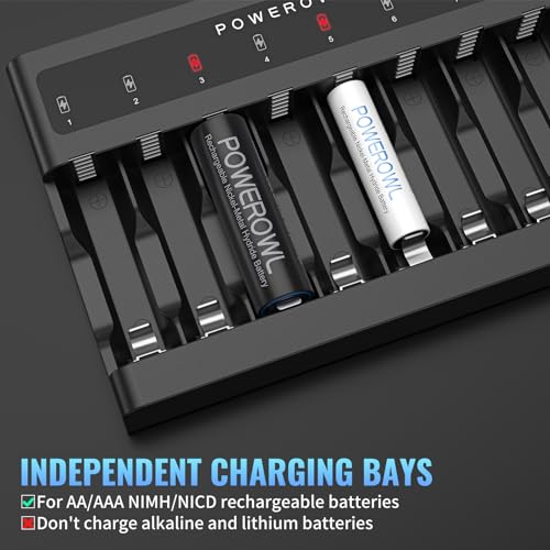 Powerowl FY-828 Aa Aaa Battery Charger 8 Bay, Independent Slot, Usb Fast Charging For Ni-Mh Ni-Cd Rechargeable Batteries thumb #1