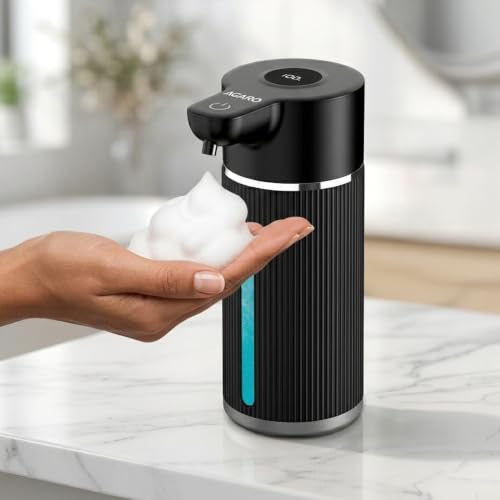 Image of AGARO Elite Automatic Soap Dispenser, 420ml Touchless Foaming Hand Wash Dispenser, Digital Display, Wall Mount, Rechargeable 1200mAh Battery, IPX5 Water Resistant, for Bathroom, Kitchen & Office