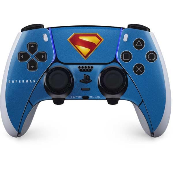 Skinit Decal Gaming Skin Compatible with PS5 DualSense Edge Pro Controller - Officially Licensed Superman 2025 Classic Superman Shield Emblem Design