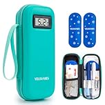YOUSHARES Medicine Cool Bag with Temperature Display - Small Insulin Travel Case with 2 Ice Packs for Diabetes Supplies, Monjaro Travel Case (Green)