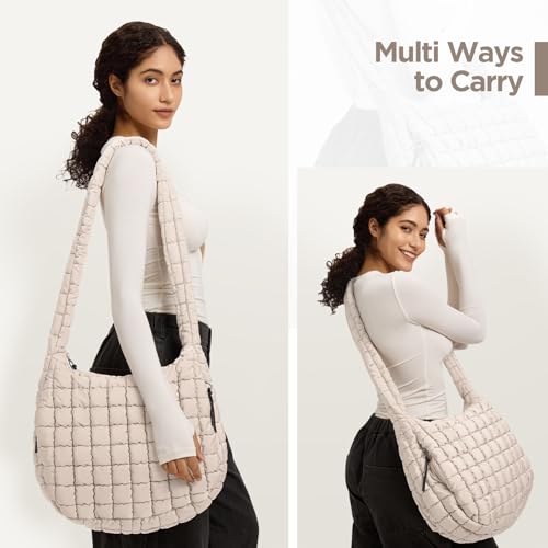 Image of Puffer Tote Bag for Women Large Quilted Crossbody Bag Quilted Carryall Bag Soft Puffy Hobo Handbags Puff Purse Shoulder Bag