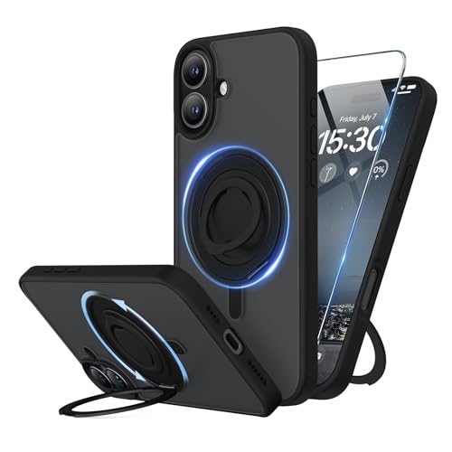 SURPHY iPhone 16 pluspX^hP[X, 6.7C`(2024) ]\ȃVRO,360°]X^h MagSafeΉ c px B[ iPhone16 plusp}bgP[X(}bgubN)