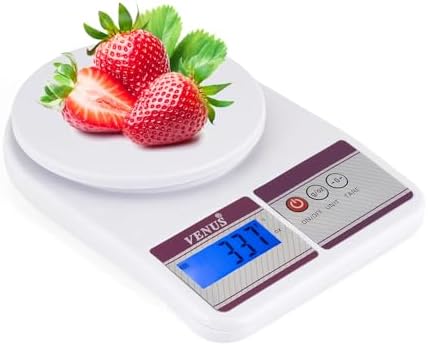Venus Electronic Digital Kitchen Weighing Scale, Food Weight Machine For Home, Baking, Health 10 Kg With 2 Years Warranty And Battries Included Without Bowl, White