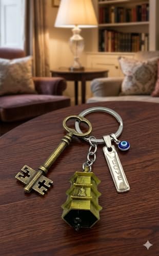 Image of Classic Antique Tibetan Temple Bell Shaped Keyring for Gift Gaurdian bell for Car Bike Bags Metal Key ring Key Chain Bag Charm Gift