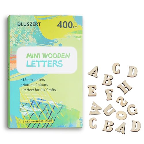 DLUSZERT 400 Stück Kleine Holzbuchstaben, 15MM Buchstaben aus Holz zum Basteln und Bemalen, Unbearbeitete Holz Buchstaben Deko, Kleinbuchstaben (A-Z) für DIY Kunsthandwerk Hochzeit Festival Party