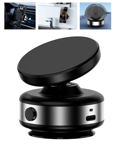 Electric Vacuum Suction Cup Magnetic Phone Mount, 360 Rotatable Magnetic