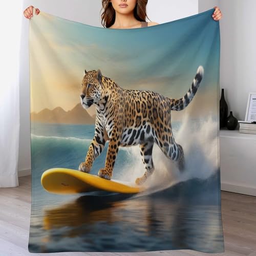 ABASWSA Gepard Decke Flannel Sofadecke Strandtuch Teppich Picknickdecke Weich Umhang Für Schlafzimmer, Alle Jahreszeiten （100×130cm）