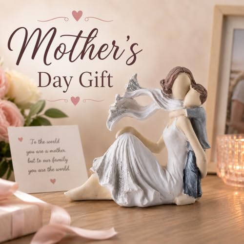 Image of CraftVatika Mother and Baby Son Statue Showpiece, Handmade Mother and Child Sculpture for Home Decor, Birthday Gift, Table Top, Mother's Day, All Occasion (5.5x2.8x5.4 Inches)