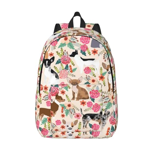 BREAUX Cattle Dog Florals Canvas Casual Lightweight Duffel Bag, Fashion Duffel Bag, Unisex Travel Backpack