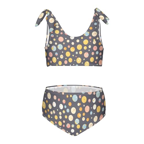 KLL Colorful Polka Dots Girls 2 Piece Bikini Set Beach Bathing Suit Swimwear Adjustable Strap - Main Image