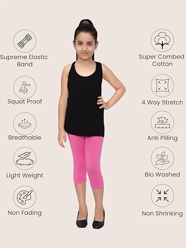 Image of Robinbosky Premium Girls Capri Leggings Pack of 3 - Versatile Colors and Sizes for All Ages