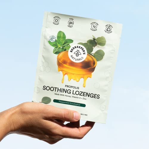 Beekeeper's Naturals Soothing Propolis Cough Drops With Peppermint & Eucalyptus - Immune Support With Vitamin D, Zinc And Propolis Throat Soothing Lozenges, 14 Ct #TOP5