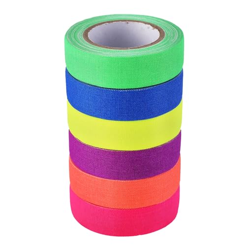 6 Rollen Bunt Fluoreszierendes Klebeband,20mm * 5m Leuchtstreifen Selbstklebend,Wasserfestes Leuchtendes Klebeband,Neon Klebebandn, Markierungsband Warnband für Treppen Wänden Bühnenbedarf