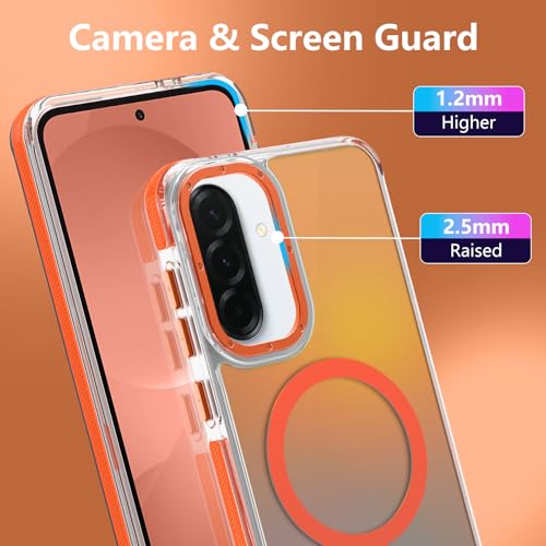 Image of Magnetic Case for Samsung Galaxy A36 5G [Compatible with Magsafe] [Cute Fashion Fluorescent Design] [1 Screen Protector] Slim Translucent Matte Case for Galaxy A36 5G 6.7 inch, Orange