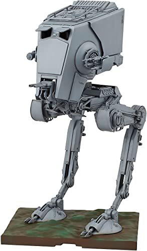 Revell (Bandai Original 01202 Star Wars at-ST (All Terrain Scout Transport inc Chewbacca) 1:48 Scale Unbuilt/Pre-Coloured/Clip-Together (Non-Glue) Articulated Plastic Model Kit with Display Base