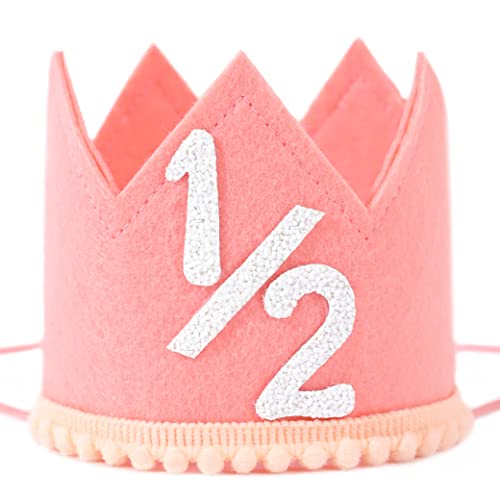 Image of SYESQL Half Birthday Crown - Crown Hat for Baby Girls/Boys