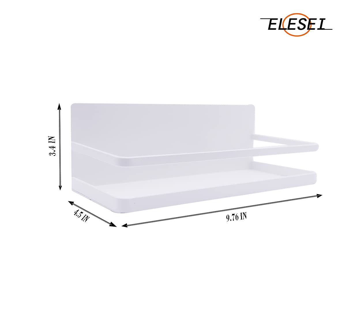 ELESEI Magnetic Spice Rack Refrigerator Side Magnetic Spice Rack Kitchen Magnetic Shelf Magnetic Fridge Shelf Perfect Space Saver for Kitchen/Apartment 2 Pack (White)