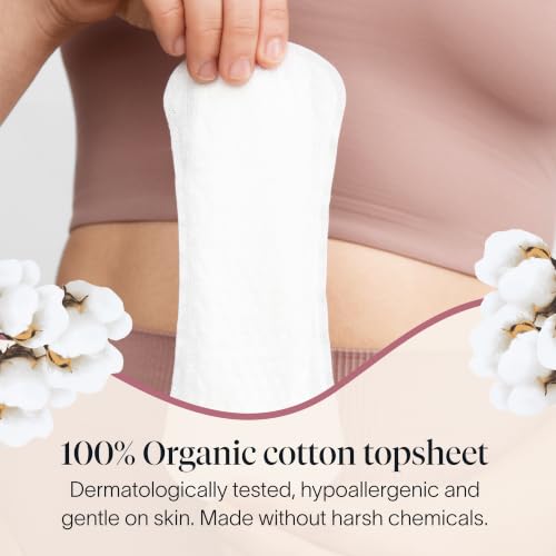 Image of Cora 100% Organic Cotton Topsheet Period Liners (80 Regular Period Liners) | Extra Thin Breathable Panty Liners, Regular Absorbency, Pillow-Soft, Organic Feminine Care