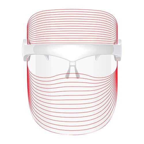 JOCCA - Máscara Facial con Luz LED 7 Colores, Rejuvenecimiento y Cuidado de la Piel, Antiedad, Recargable USB, 30 Líneas de Luz, Transparente
