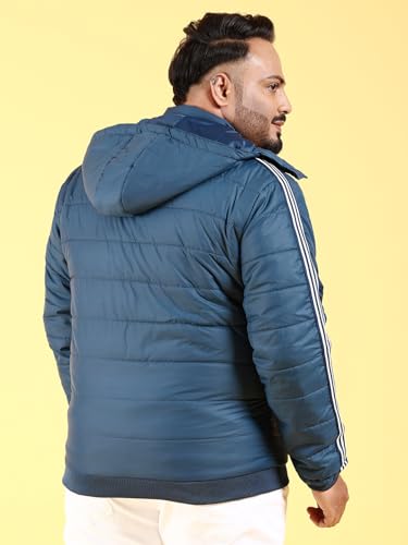 Image of Hardsoda by The Indian Garage Co Men Plus Size Regular Fit Solid Detachable Hood Puffer Jacket