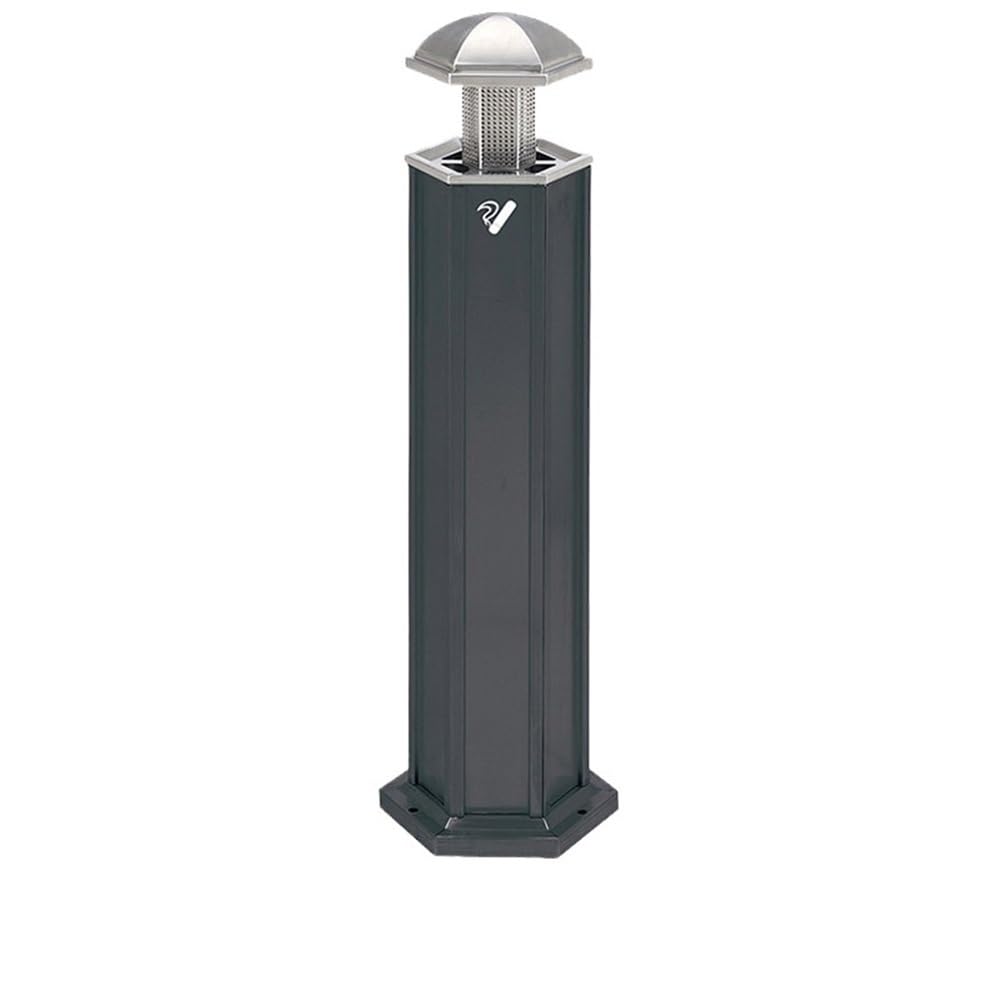 OWOHYG Ashtray Trash Can Black Stainless Steel Ash Pillar Hotel Ash Cigarette Butt Collection Vertical Extinguishing Smoking Trash Can Outdoor Outdoor Ashtrays For Cigarettes.