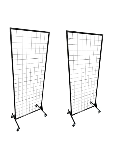 Only Hangers Portable Heavy Duty 2' x 5.5' Gridwall Art and Craft Trade Show Display Panel - Available in Black and White - Sold Individually or in a Pack of 2 (PACK OF 2, BLACK)